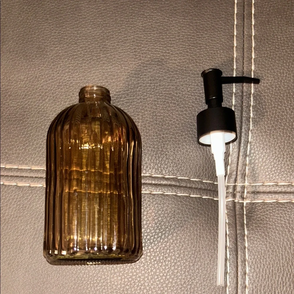 Amber Glass Soap Dispenser with Black Pump